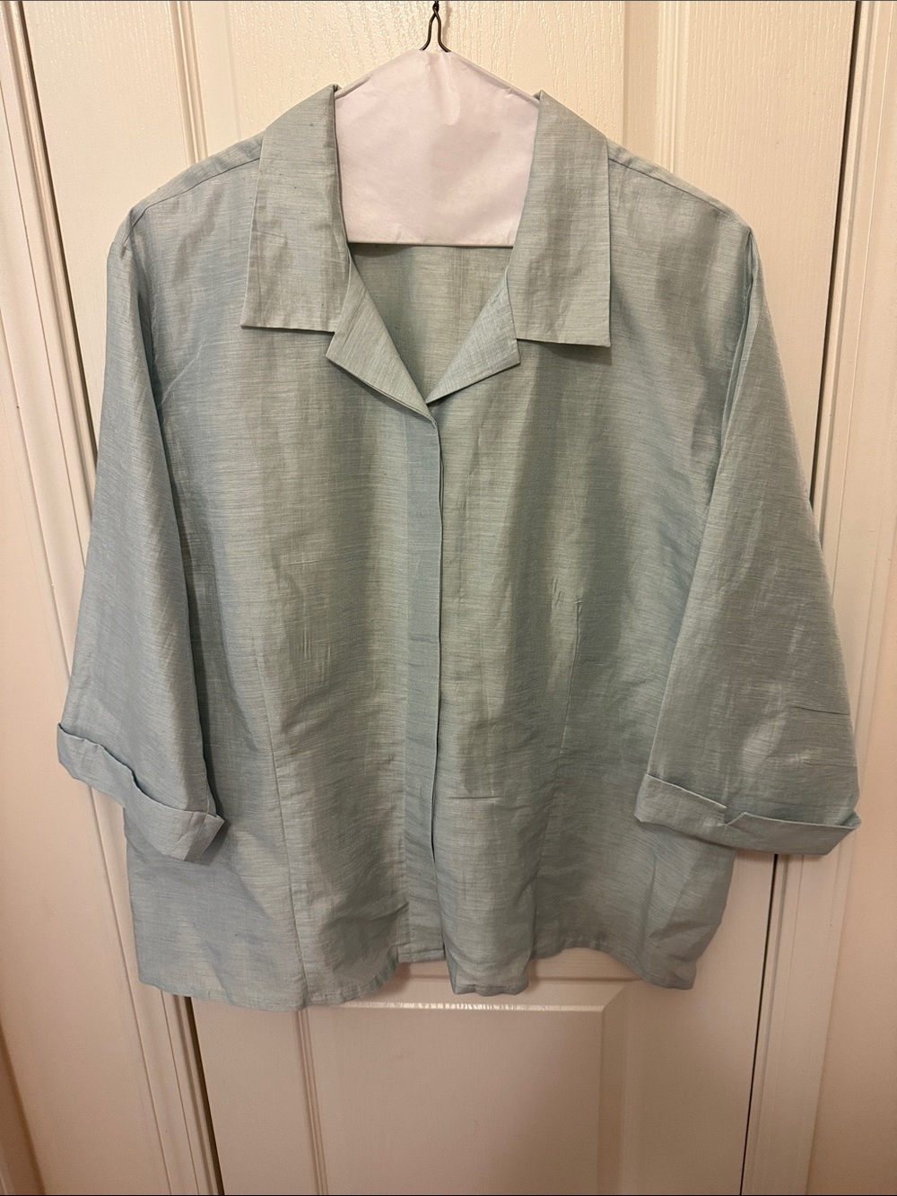 Sigrid Olsen Light Blue Silk Button-Down Shirt - Size 3X